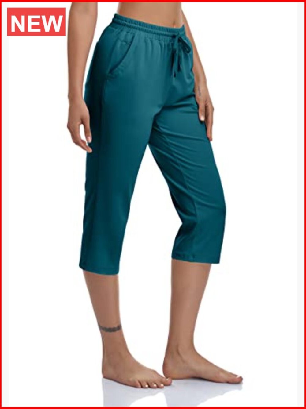 Womens Capri Pants Cotton Jersey Yoga Drawstring Joggers Workout Sweatpants - Picture 2 of 6